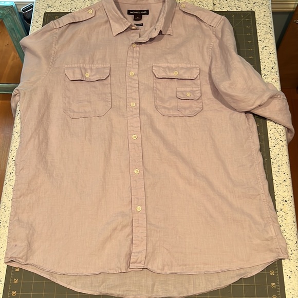 Michael Kors Lilac 100% Linen button down EUC size XL Mens - Picture 6 of 12